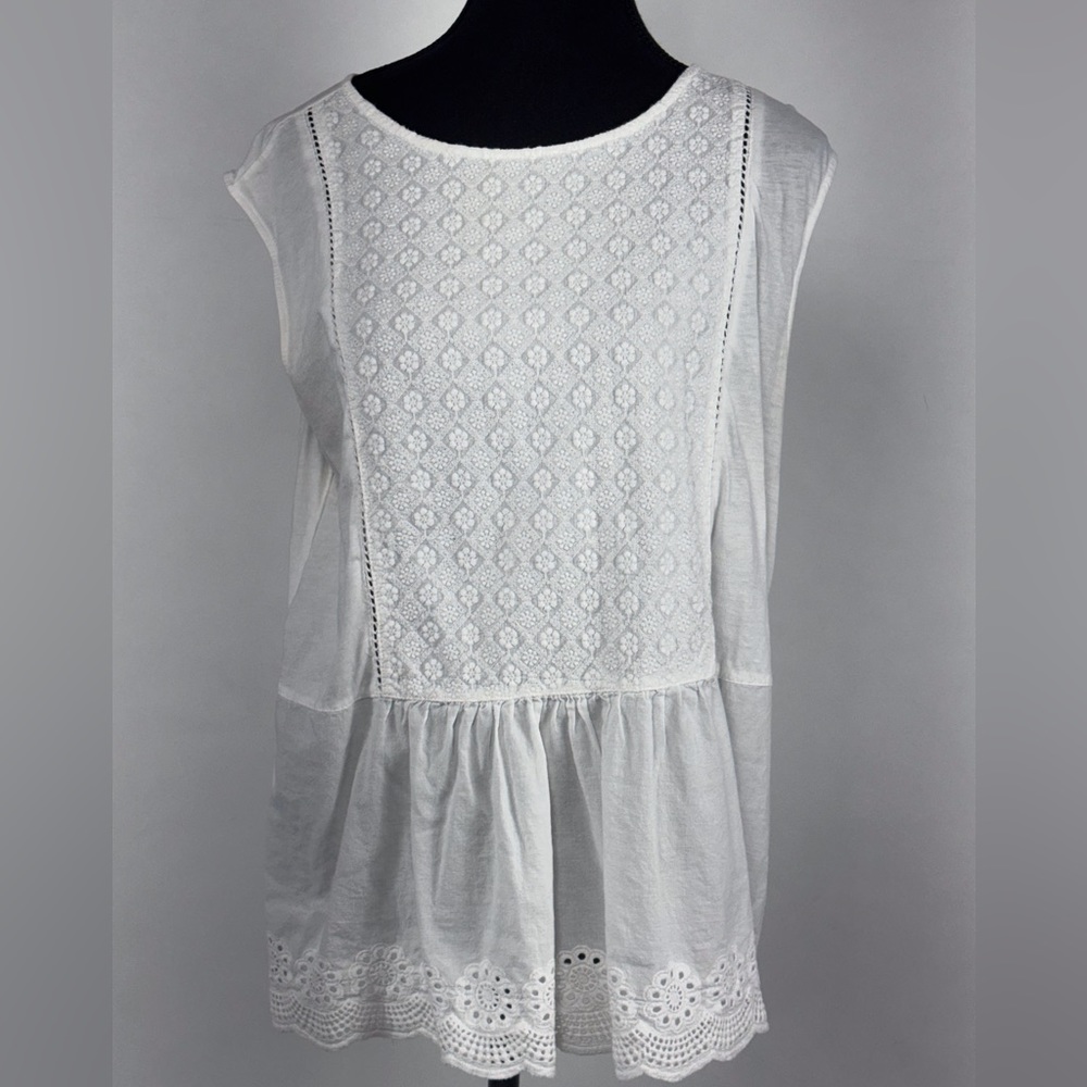 Sleeveless White Boho Blouse - XLG